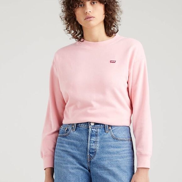 Levi's Sweatshirt Relaxed Fit Pink Red Women's Size Medium M Brushed Fleece New - Picture 3 of 15